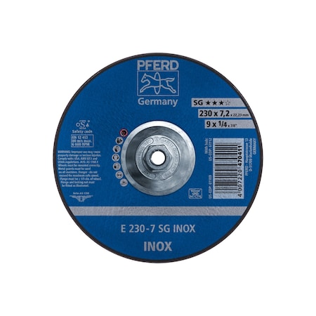 Pferd 9" x 1/4 Grinding Wheel, 5/8-11 Thd. - SG INOX - Type 27 61112